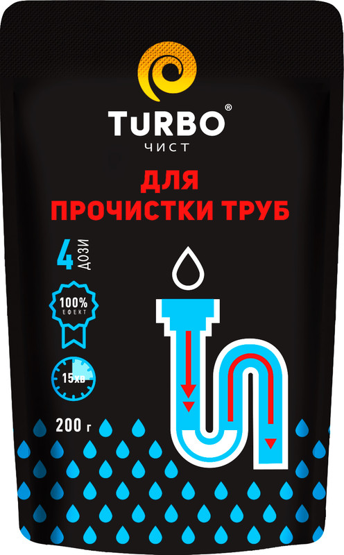 Засіб для прочищення труб TURBOЧИСТ 200 г, гранули